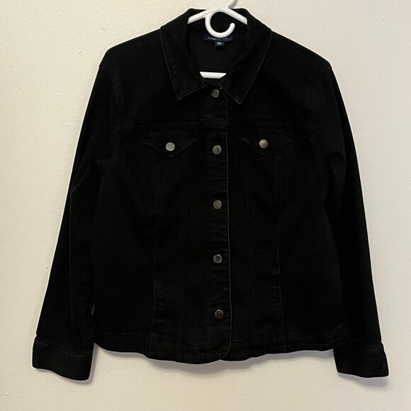 Charter Club Jacket Jean Jacket Black Jean Jacket Size XL - Picture 1 of 5